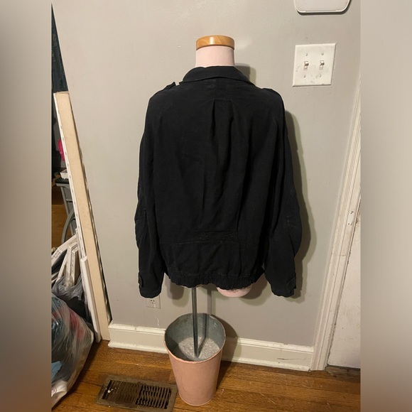 Free People Jayde Safari Jacket Black Long Sleeve Linen Women's Sz Med - Picture 14 of 14